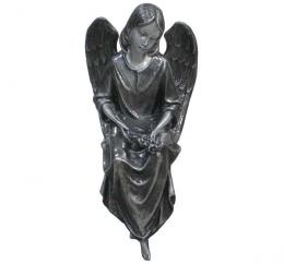 ANGEL SEATED OF SYNTHETIC MARBLE SILVER FINISH